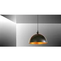 TRANGO Pendelleuchte, 1er Set 9001B Retro Pendelleuchte Industrielle Vintage *VINTOS* Ø 360mm Pendellampe mit je 1x E27 Fassung Retro Hängelampe – Deckenlampe, Hängeleuchte Lampenschirm in Schwarz-Gold, Kronleuchter