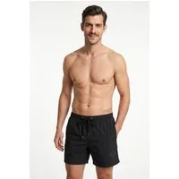 JOOP! Badeshorts Solid Cornflower-Logo, kurze Seitenschlitze