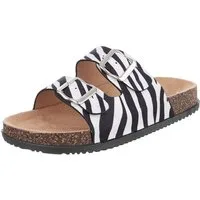 Ital-Design Damen Komfort Sandale mit Schnallen für Freizeit und Alltag Pantolette (91117259) Flach Pantoletten in Weiß