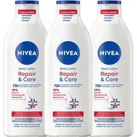 Nivea Körperlotion Body Repair & Care 3 x 400ml, schützt vor dem Austrocknen Packung, 3-tlg., Glycerin