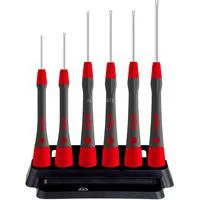 Feinschraubendreher-Set PicoFinish grau/rot, 7-teilig, inkl. Halter