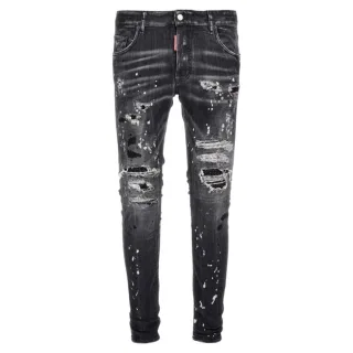 Dsquared2 Super Twinky Jeans Black Diamond Destroyed Wash Schwarze Jeans