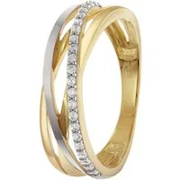 trendor Silberring Damenring 925 Silber Vergoldet Bicolor Zirkonia-