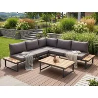 Beautysofa Gartenlounge-Set MADISON modulare Ecklounge mit Gartentisch, (Stahlgestell, Polywood-Elemente, 4-tlg., 2 Sofas, 1 Eckmodul, 1 Couchtisch), Maße 219,5 × 219,5 × 64 cm