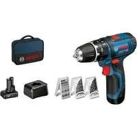 Akku-Schlagbohrschrauber GSB 12V-15 Professional, 12 Volt blau/schwarz, Li-Ionen Akku 2,0Ah, Li-Ionen Akku 4,0Ah, Bohrer- & Bit-Set