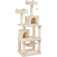 Yaheetech Kratzbaum 158/181 cm (H), Katzenbaum Kletterbaum 2 Aussichtsplattformen & 2 Höhlen & Hängematte