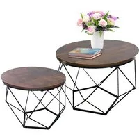 relaxdays Couchtisch 2er Set Industrial-Design (2-St), Vintagebraun