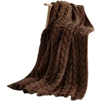 Wohndecke Kuscheldecke "Mocca" in braun, Stickmuster, 127x152 cm, Sofadecke, Dekoleidenschaft, Couchdecke, Sofa Überwurf Decke, Geschenk für Männer & Frauen