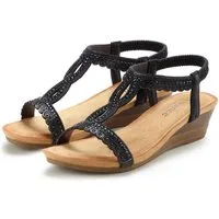 Vivance by Lascana Sommerschuh, offener Schuh, Sandale, Keilsandalette, Sandalette mit Glitzerdetails, Keilabsatz & elastischem Riemchen VEGAN