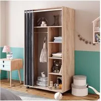 Vicco Kleiderschrank Doros, Sonoma, 100 x 168 cm offen, mit Rollen (1-St) mit Kleiderstange