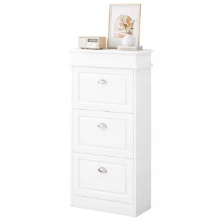 Schuhschrank,, Weiß, Holzwerkstoff, 52x117x23 cm, Garderobe, Schuhaufbewahrung, Schuhregale