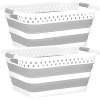König Design Wäschekorb faltbar Wäschesammler Wäschebox Wäschetonne Organizer (2 St., Wäschekorb), Laundry Baskets Wäschewanne robust, platzsparend, Aufbewahrungskorb