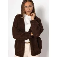 SASSYCLASSY Cardigan Oversize Strick Cardigan für Damen Flauschiger Cardigan mit offen fallendem Schnitt und Rippbündchen