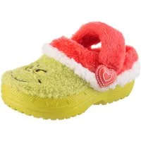 Crocs Toddler The Grinch Classic Lined Clog Clog Hausschuh, Weihnachtsschuh mit Grinch Motiv