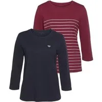 TOM TAILOR 3/4-Arm-Shirt (Packung, 2-tlg., 2er-Pack) im Doppel - immer Ringel + uni