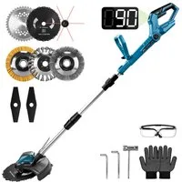 XERSEK Akku-Rasentrimmer 7-IN-1 Akku-Motorsense 1200W Teleskop Freischneider 7 Klingentypen, (Kühlaluminiumblock, 16800U/min Bürstenloser Motor, 100–140cm), für Makita 18V, Rasenmäh-Werkzeuge für Höfe, Gärten und Kleinen