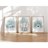 MeinBaby123® Poster Bilder Kinderzimmer, Poster Kinderzimmer Deko, Babyzimmer Deko, Spruch Wandbilder,  Boho,  Tiere