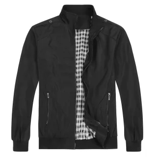 Herren Bomberjacke mit Stehkragen, ¨¹bergangsjacke f¨¹r den Herbst, l?ssige Sportjacke Schwarz