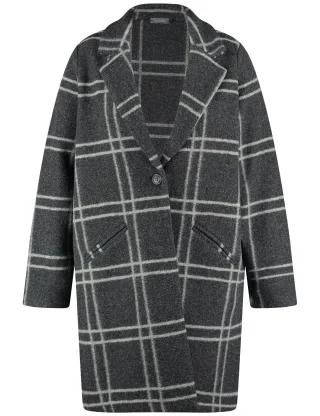 SAMOON - JACKE STRICK charcoal gemustert - Gr. - 54