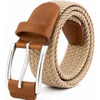 ibettertec Ledergürtel Stoffgürtel Stretchgürtel Elastik Flechtgürtel Geflochtener (und Elastischer Dehnbarer Gürtel, für Damen und Herren) Breite 3.5cm Länge 125 cm