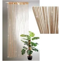 heimtexland Fadenvorhang Fadenstores Gold Glitzer Fadengardine Fensterdeko (1 St), Stangendurchzug, halbtransparent, gewirkte Fäden, Lurex Türvorhang I Kürzbar I in Form schneidbar I Party Deko