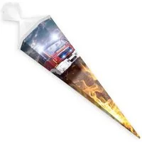 itenga Schultüte itenga Schultüte Zuckertüte 6eckig 85cm Feuerwehr Verschluss weiss