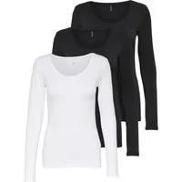 ONLY Langarmshirt Live Love NEW Longsleeve (3-tlg., 3er Pack) Figur betont, elastische Baumwollqualität