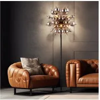 GLOBO LIGHTING Stehlampe, Leuchtmittel nicht inklusive, Stehleuchte Standlampe Wohnzimmerleuchte Rauchglas 6 flammig H 155 cm