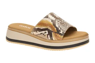Gabor Damen Pantoletten 82.740 Braun Sun Kombi Echtleder Python Vecchio