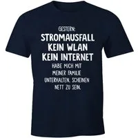 MoonWorks Print-Shirt Herren T-Shirt Gestern: Stromausfall Kein WLAN Kein Internet mit Print