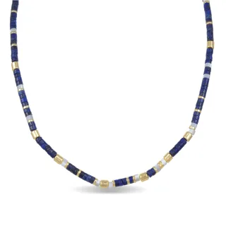 Luxenter Halskette aus 925er Sterlingsilber mit natürlichem Lapislazuli in 18K Gelbgold - Ihun