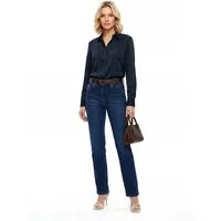 ESRA Straight-Jeans Stretch-Jeans Damen High Waist Jeans Straight Leg Hose Regular G3 Straight Fit Jeans Damen High Waist Gerade Schnitt Jeans bis Übergröße