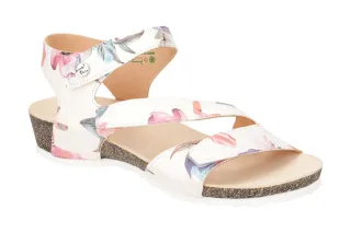 Think 297 Damen Sandale - ivory Echtleder - Wedge Keilabsatz - Klettverschluss