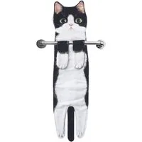 FOUORTUNATE-BEE Handtücher Lustiges Katzen-Handtuch zum Aufhängen für Küche und Bad, Katzenform-Handtuch Geschenkidee für Frauen, Geburtstag, Muttertag