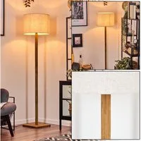 hofstein Stehlampe Stehlampe mit Holzfuß und Schirm aus Stoff, ohne Leuchtmittel, Boho-Style, skandinavisches Design (40 cm), Fußschalter, 1 x E27