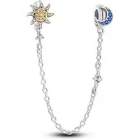PANDACHARMS Bead Sonne und Mond Stopper Sicherheitskette, 925er Silber, Zirkonia