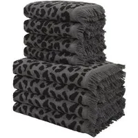 OTTO home Handtuch Set Tiffani, Leopardenmuster, Premium Handtücher 8-tlg, 500 gr/m², Frottier (Set, 8-St), 4 Duschtücher, 4 Handtücher, Animal Print, Leo, modern, mit Fransen