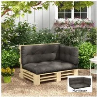 Outsunny Sitzkissen Palettenkissen 3 teilige Bankauflage mit UV-Schutz, für Garten, Balkon Dunkelgrau