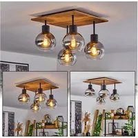 hofstein Deckenleuchte »Caronia« Deckenlampe aus Metall/Glas in Schwarz/Messing/Rauchfarben, ohne Leuchtmittel, E27, Moderne Leuchte