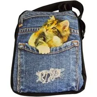 Einkaufszauber Umhängetasche Crossbody Handtasche Jeans Neugierige Katze 3D Druck -, 3D Druck