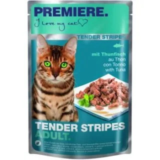 PREMIERE Tender Stripes Nassfutter Katze Adult Thunfisch 112x85 g