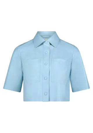 V by Vera Mont - Kunstleder-Jacke Soft Sky - Gr. - 42