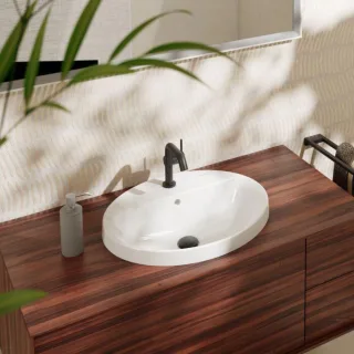 hansgrohe Xuniva Einbauwaschtisch 61060450 550x450mm, mit Hahnloch, mit Überlauf, SmartClean, weiß