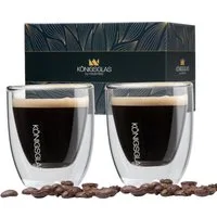 Königsglas Espressoglas Espresso Glas Set 80 ml doppelwandige Espressotassen, 2-tlg., Thermogläser, handgefertigte Kaffee Gläser 2/4er Set Cappuccino Latte Macchiato