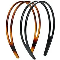 LuxusKollektion Haarreif Hartplastik Stirnband Zweireihig Haarreif Damen 2 Stück Schwarz