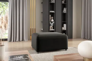 Polsterhocker Designerhocker Hocker MEGAN in Stoff Salvador Schwarz