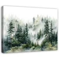 Wallarena Leinwandbild Wald Bäume - Grün - Modern - Wohnzimmer, Wald, 40x30x2cm