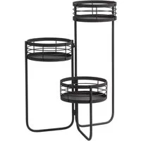 Dehner Blumenständer frostbeständig, Eisen/Blech, ca 48 x 58 x 48cm, schwarz, Blumenregal frostbeständig, Pflanzentreppe Indoor / Outdoor