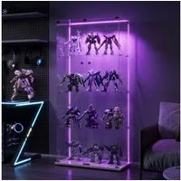 NMCXXO Glasvitrine Vitrine Eckglasanzeigeschrank Ausstellungsschrank mit LED-Beleuchtung Standvitrine/Glasvitrine,Eckglasanzeigeschrank, Große Kapazität