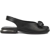 Celal Gültekin Slingback Blockabsatz Lochmuster Schleife Damen Sandalette Glattleder, Lochmuster & Schleife, Echtleder-Futter, Schwarz, 36